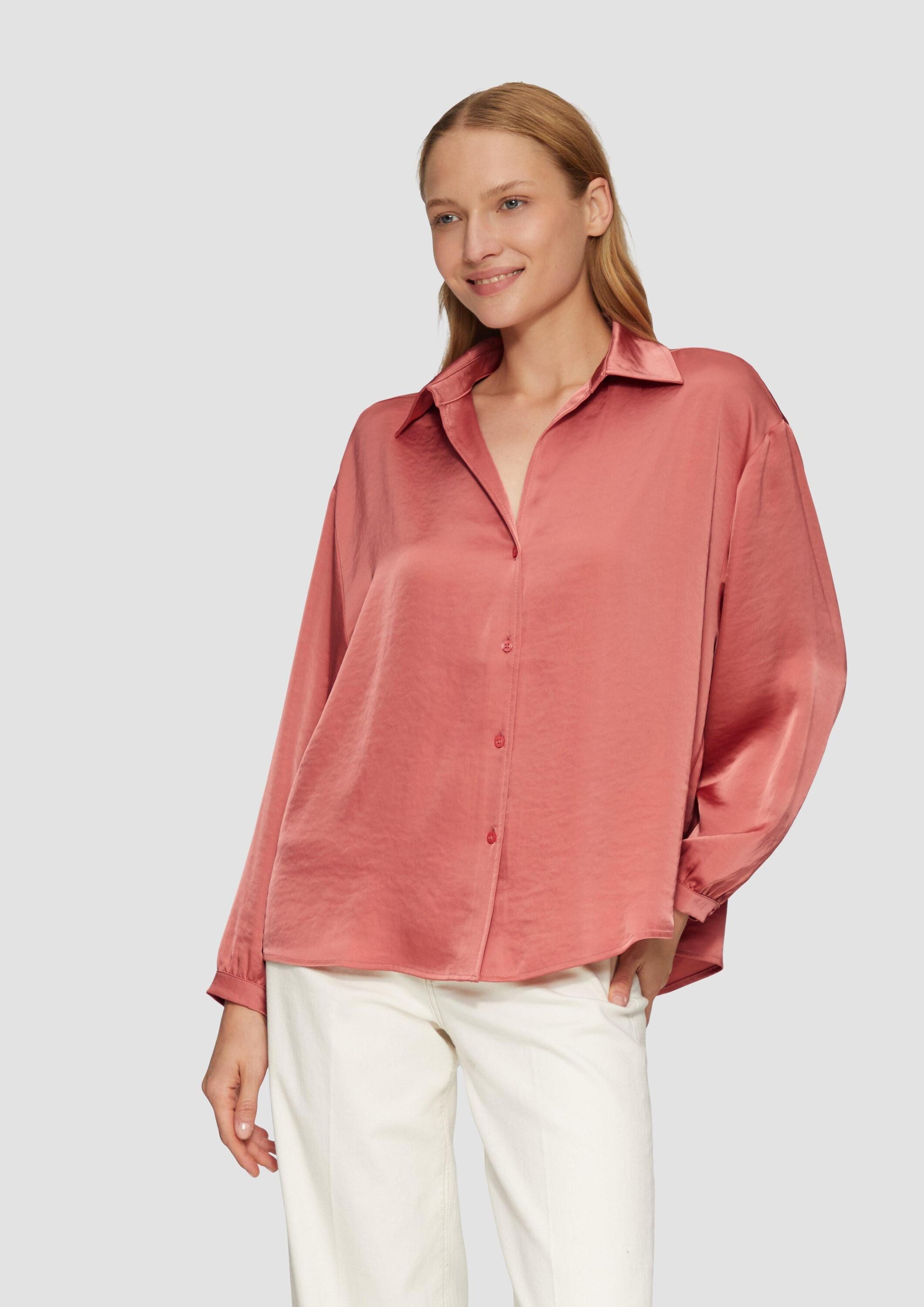 s.Oliver Langarmbluse Bluse Satinierte Bluse mit V-Ausschnitt günstig online kaufen