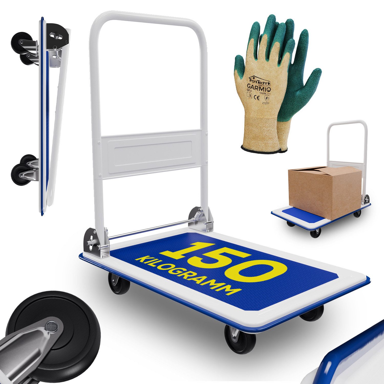 TroniTechnik Transportwagen Transportwagen Plattformwagen klappbar, 150 kg Tragkraft mit Antirutschbeschichtung, Ladefläche 72x48 cm – Bild 2 von 5