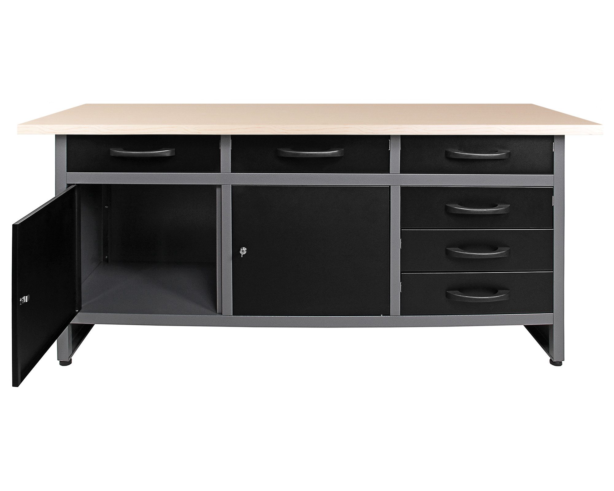 ONDIS24 Werkbank Werktisch Karsten 160 cm Montagewerkbank mit Melaminarbeitsplatte, 160 x 60 x 85 (H) cm
