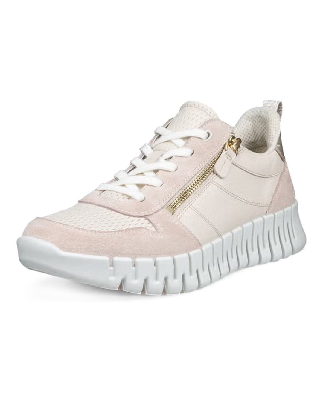 Ecco Gruuv Zip Lace (Premium-Leder) beige Damen Sneaker