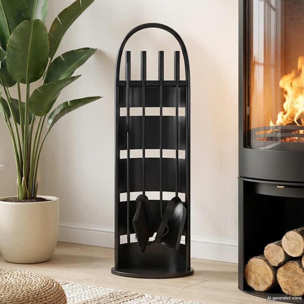 vidaXL Reinigungselement 5-teiliges Kaminbesteck-Set 23 x 15 x 66 cm Stahl