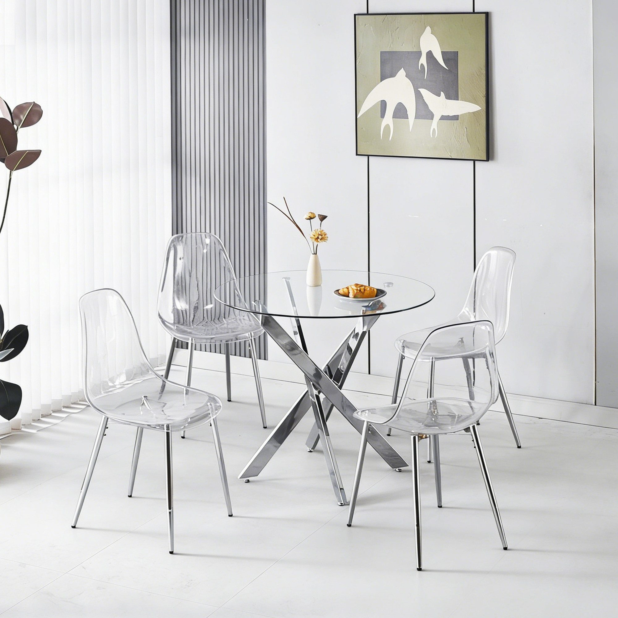Celya Essgruppe Modernes Design 5-teiliges, (1 Tisch und 4 Stühle, Hochlehnen), Perfekt für Esszimmer, Schminktische oder als Akzent