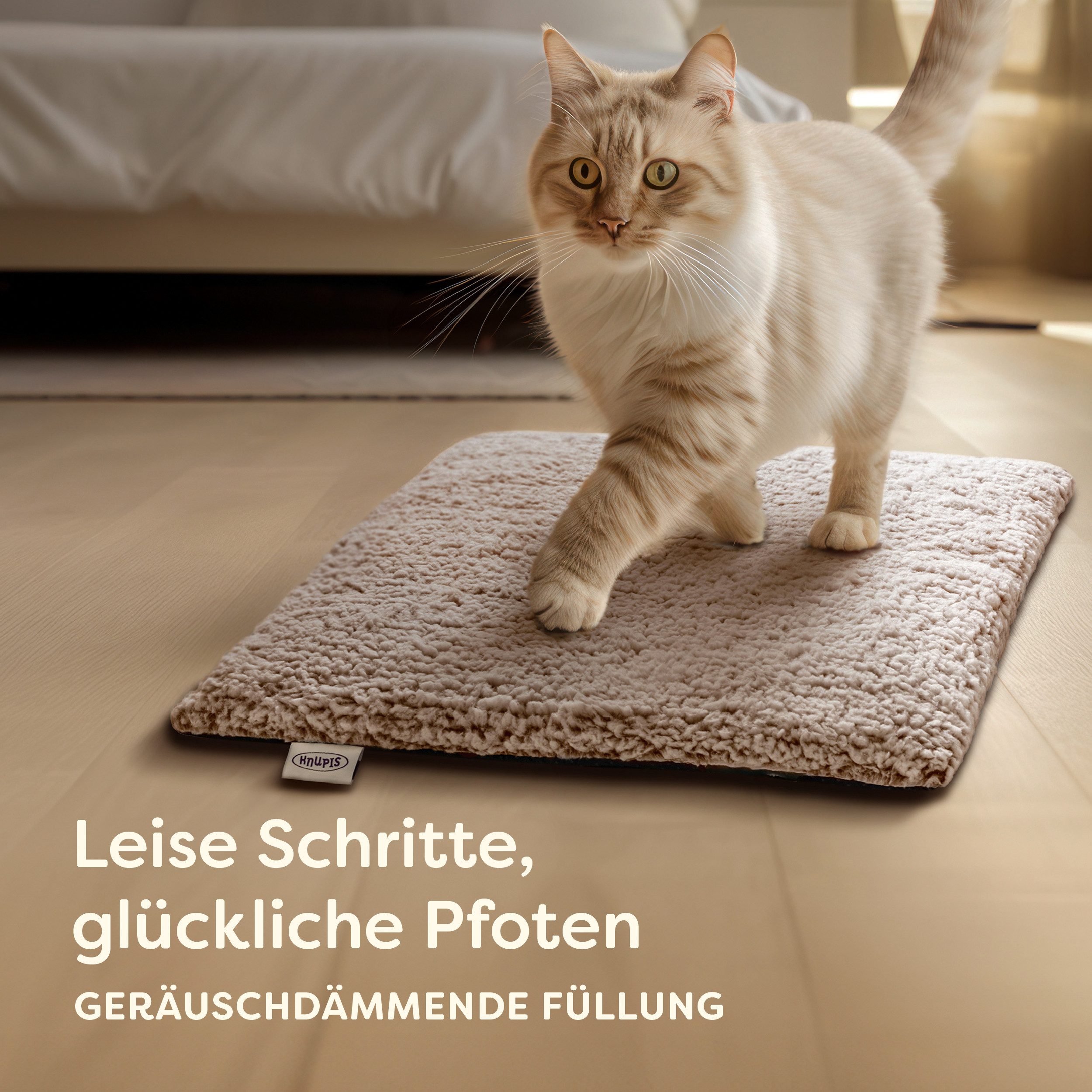 Knupis Tierdecke Selbstheizende Haustierdecke Grau 60x45cm, rutschfest & waschbar, Weich & kuschelige Katzendecke - Geräuschdämpfung - Waschbarer Bezug – Bild 4 von 5