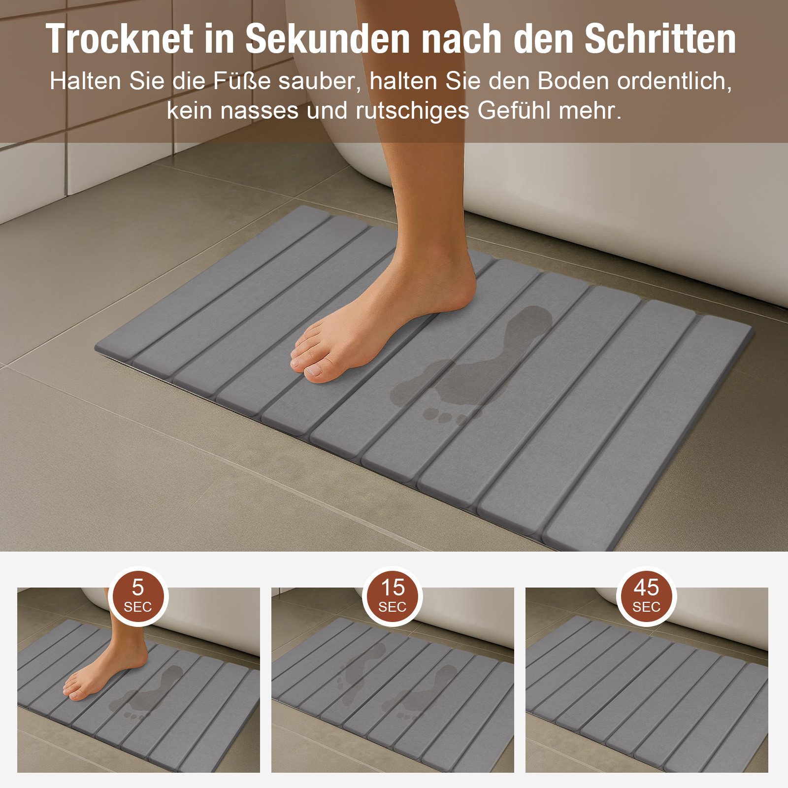 Youyijia Badematte Faltbare Stein-Badematte Kieselgur 40X60cm Super Saugfähig – Bild 2 von 5