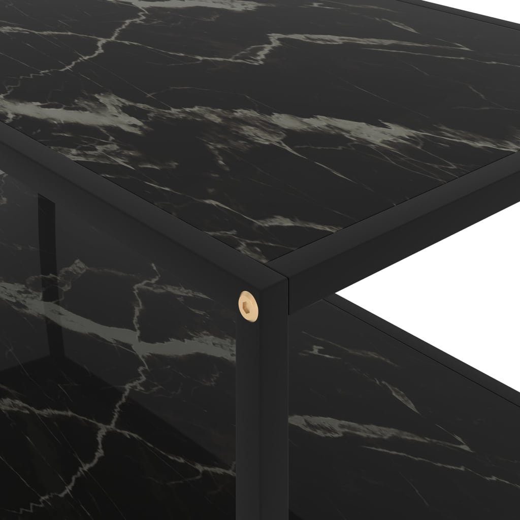 Schwarz 100x50x35 marble vidaXL (1-St) Couchtisch cm Hartglas | black marble black Couchtisch