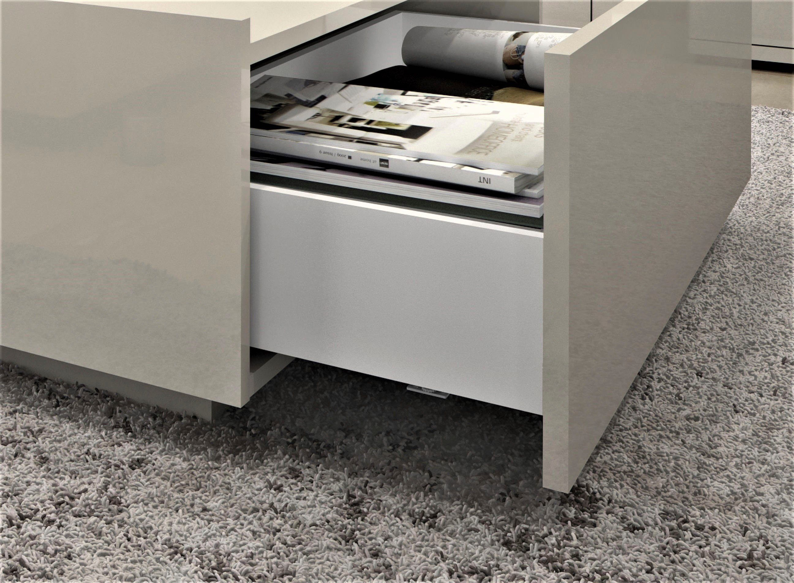 OTTO home Couchtisch Piano, hochwertig UV lackiert, mit zwei Schubladen inkl. Soft-Close Funktion