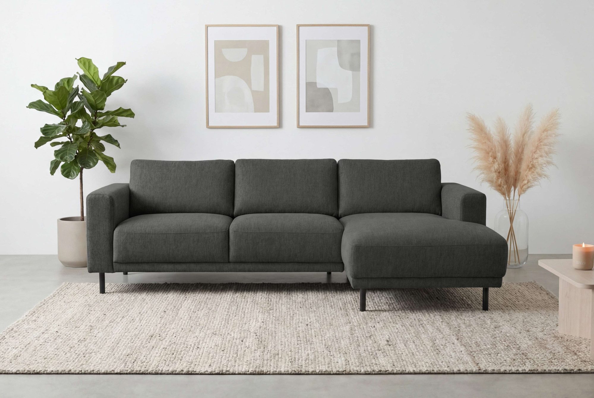 OTTO home Ecksofa Sveeva, L-Form, B.238 cm, schwarze Metallfüße, langlebiger Webstoff, mit Wellenunterfederung, viele Farben