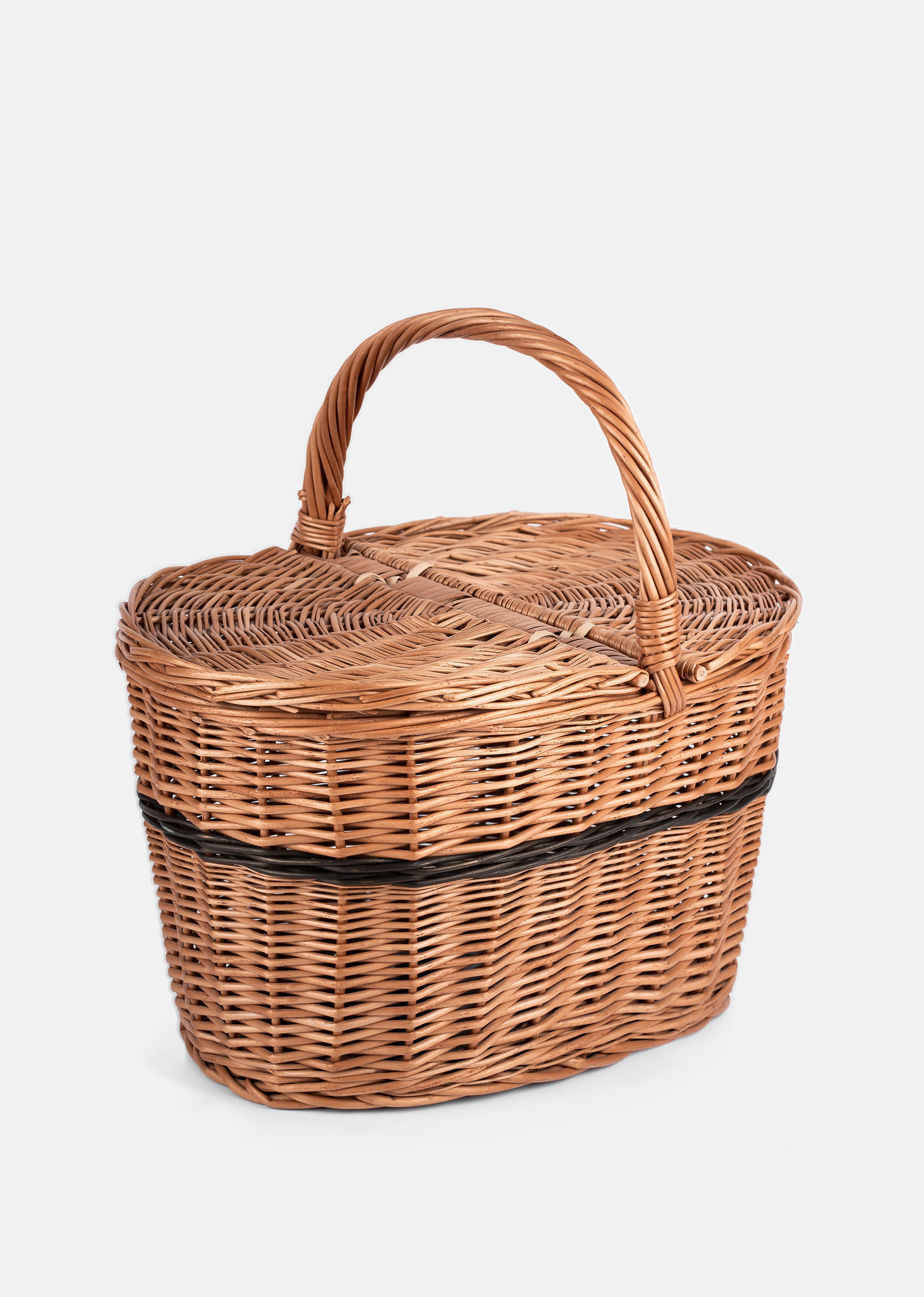 monpanier Picknickkorb PIQUE-NIQUE mit schwarzem Muster, 40x28xH25/H44 cm