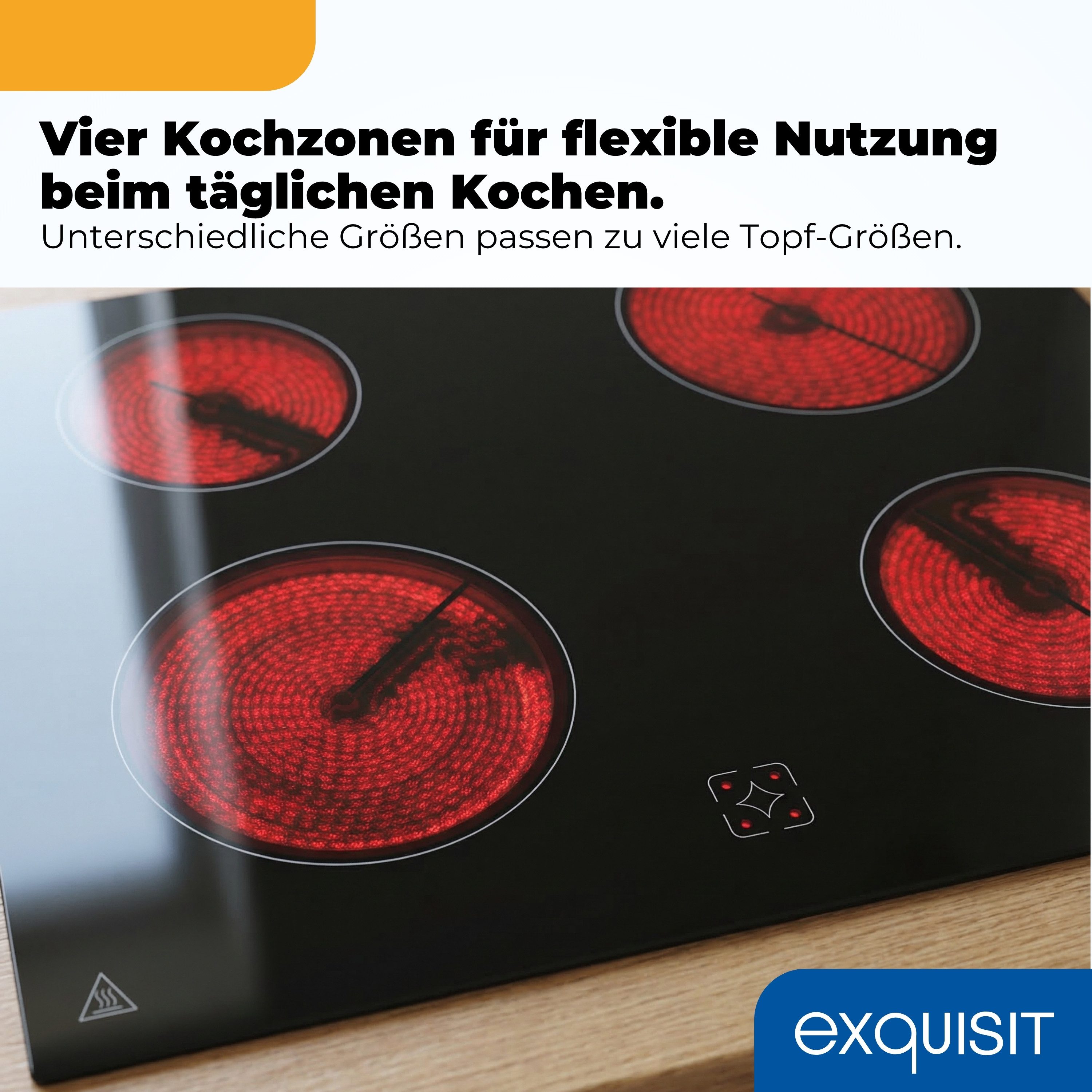 exquisit Elektro-Herd-Set EHE5246-020-Set, 59 l Garraum, 4 Kochstellen, Ober und Unterhitze, Energieklasse A