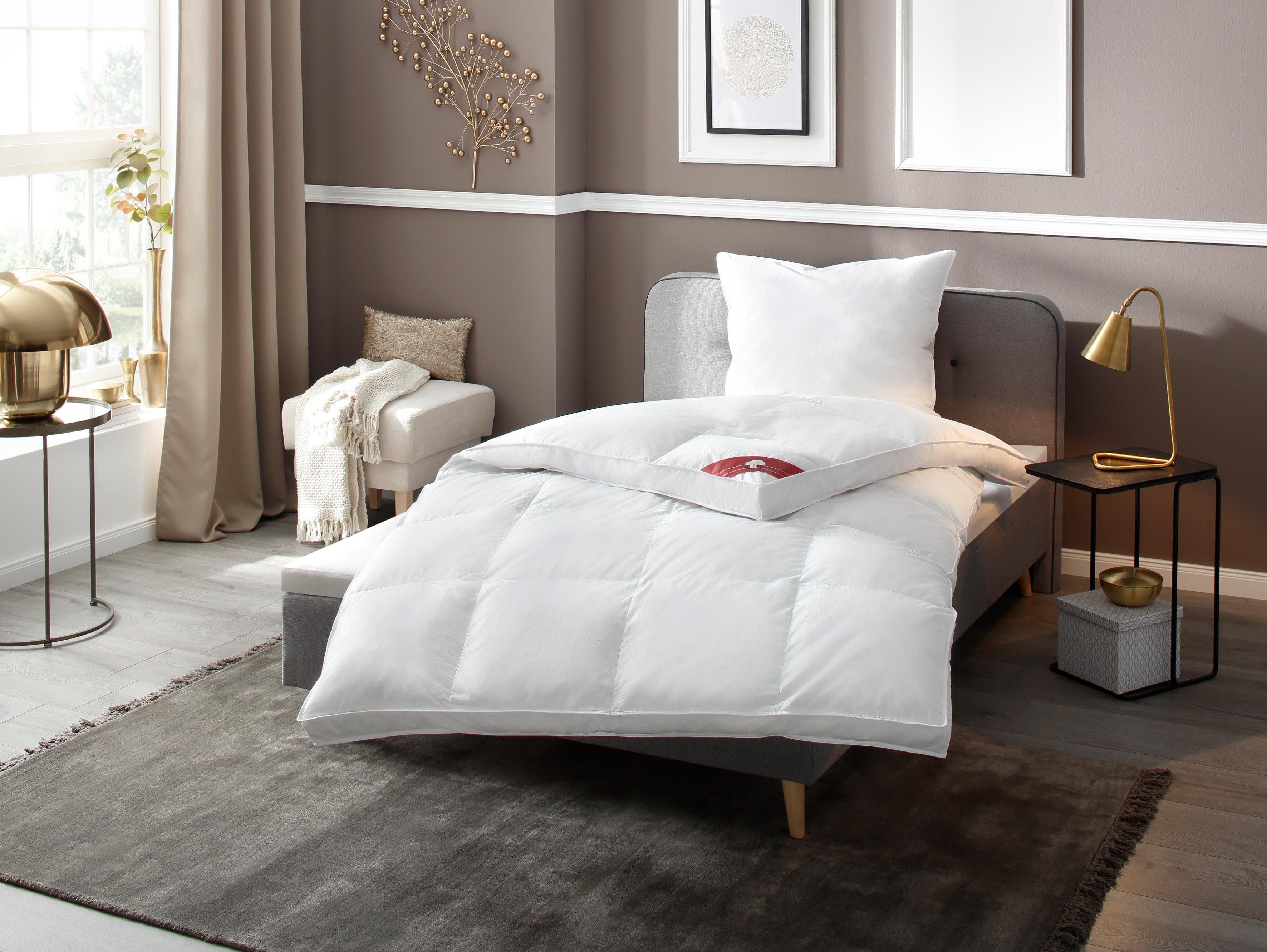 RIBECO Federbettdecke extra prall, Füllung: 50% Daunen & 50% Перья, Bezug: 100% Baumwolle, Federbeettdecke in 135x200 und 155x220 Хиты продаж
