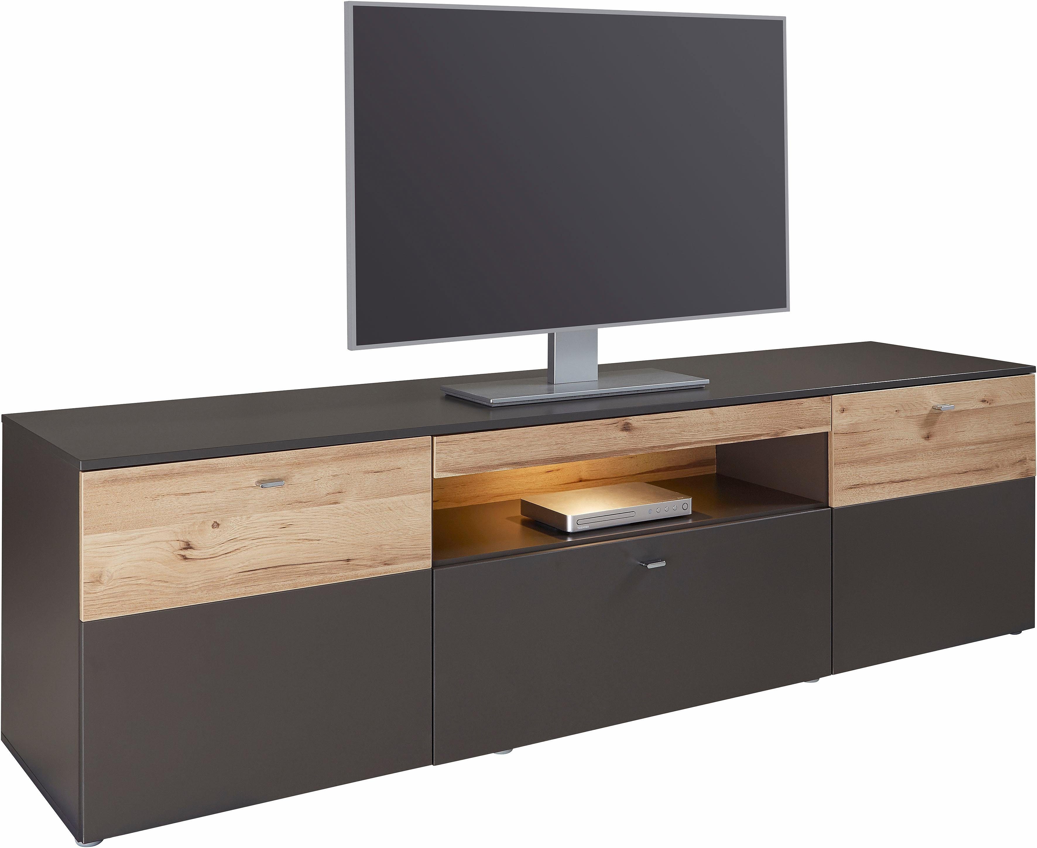 FORTE Lowboard Como, TV-Board, LED Beleuchtung, Soft Close, Stauraum, 209,8/59,3/52 cm