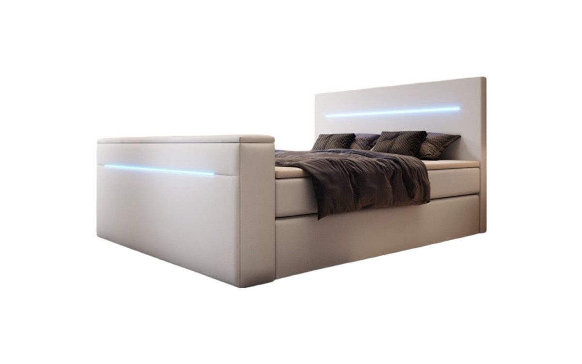 Luxusbetten24 Boxspringbett Sejour, mit TV Lift, RGB und Stauraum