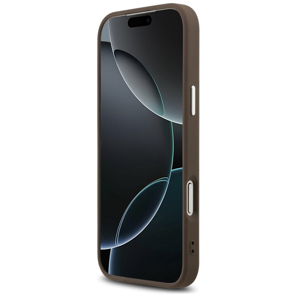 Guess Handyhülle iPhone 17 Pro Max Kunstleder braun Big Logo Metall silber 6,9 Zoll, Kantenschutz – Bild 5 von 5