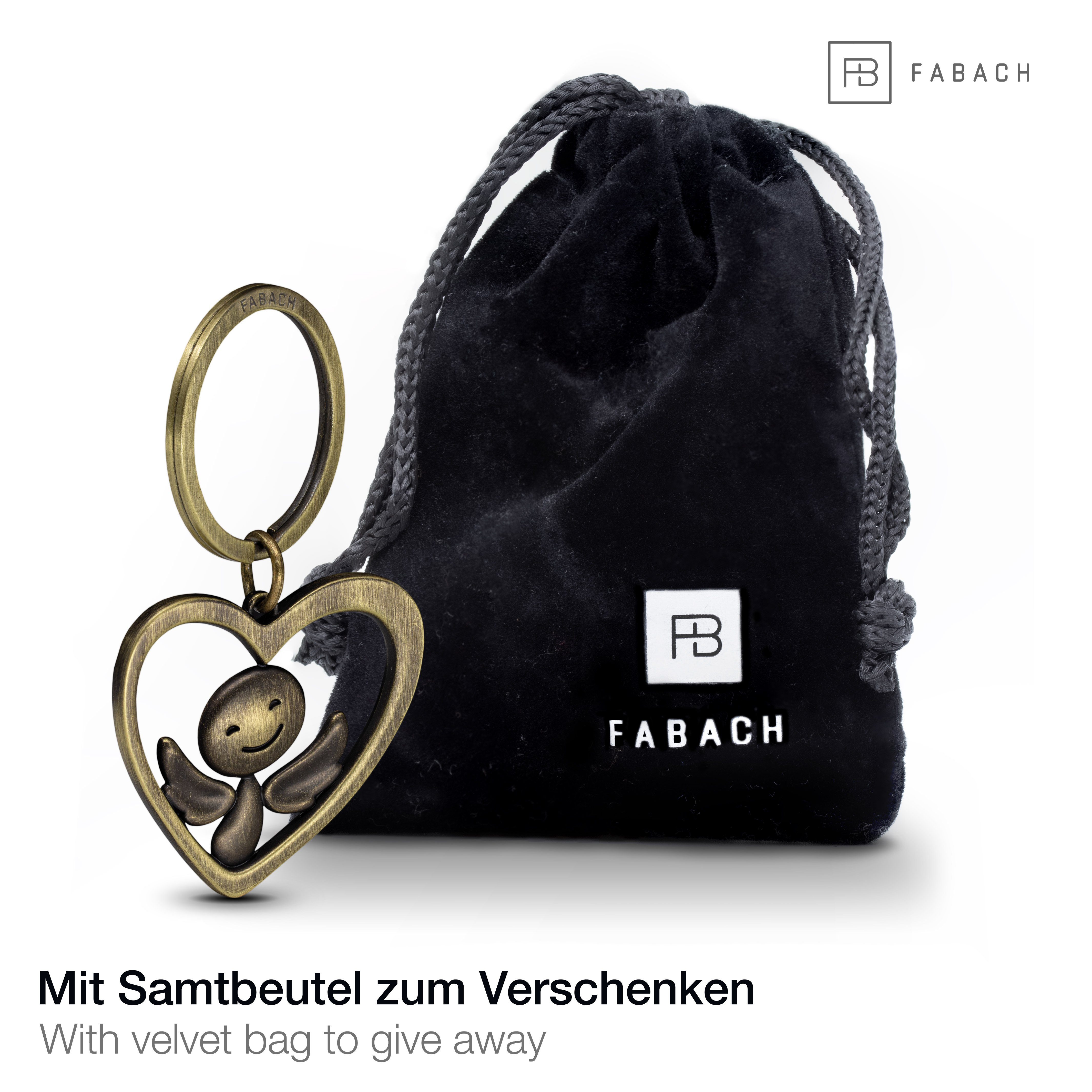FABACH Schlüsselanhänger Schutzengel Furfur im - Metall Anhänger Glücksbringer Antique Herz - Geschenk Bronze
