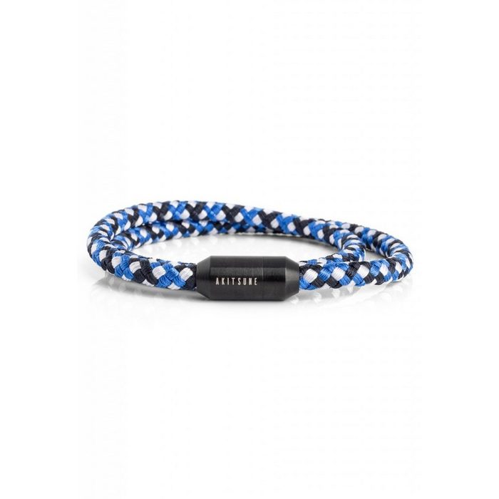 Akitsune Armband Mare Nylon Bracelet Mattschwarz - Blau-Weiß 41cm