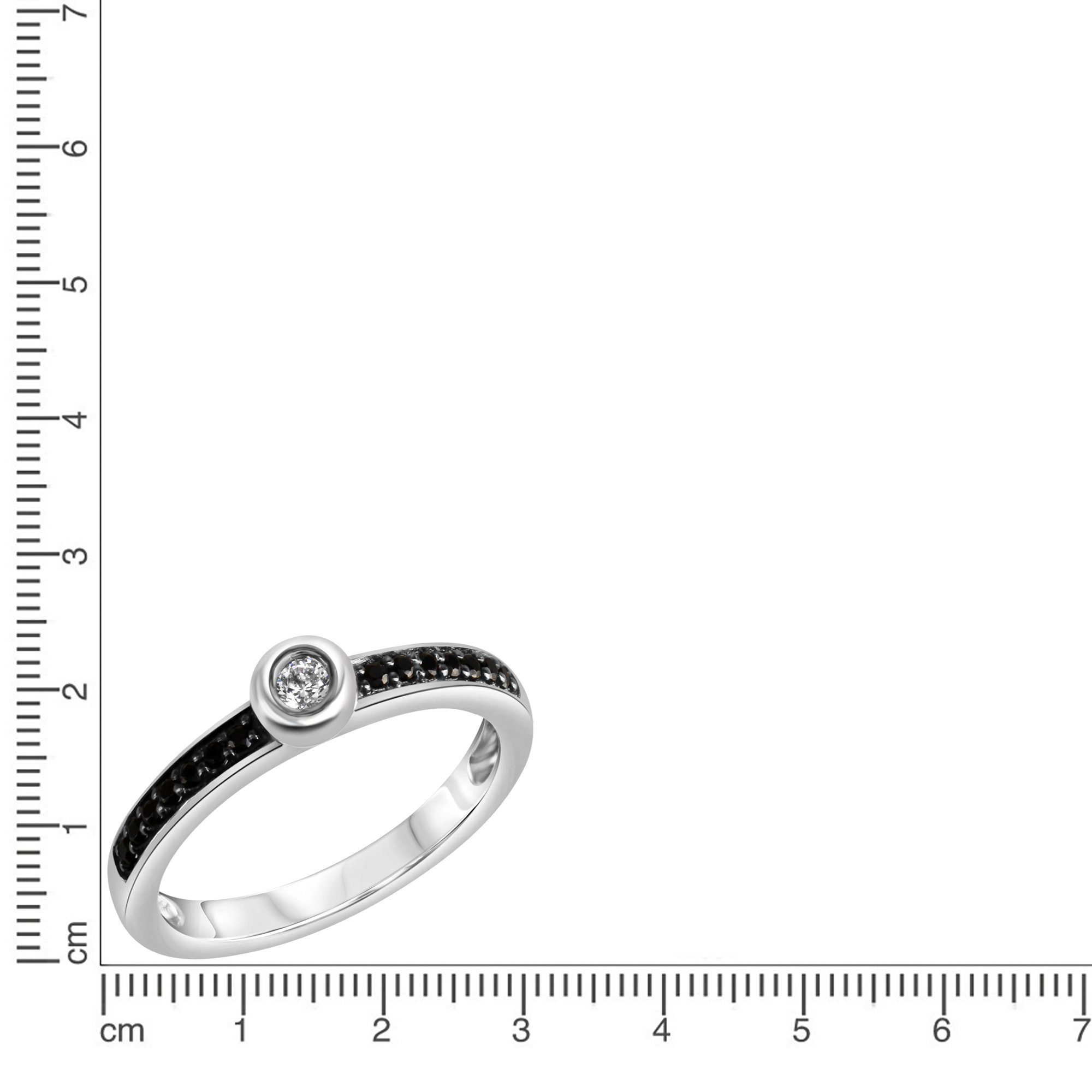 CELESTA Fingerring 925 Silber rhodiniert mit Zirkonia weiß und schwarz günstig online kaufen