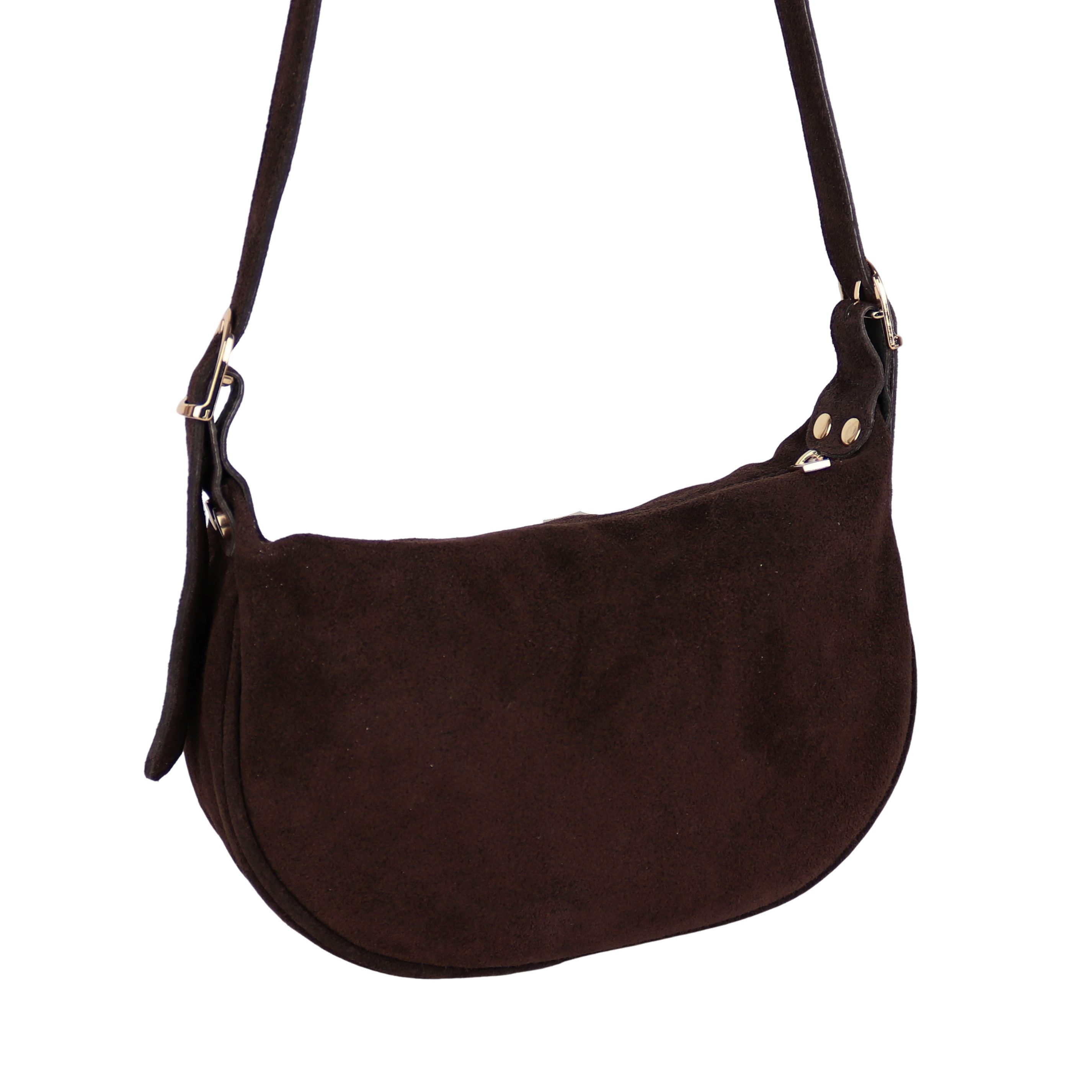 MIRROSI Umhängetasche Damen Crossbody Bag, Wildleder Echtleder Made In Italy, Mittelgroße Damen Tasche 26x16x10cm