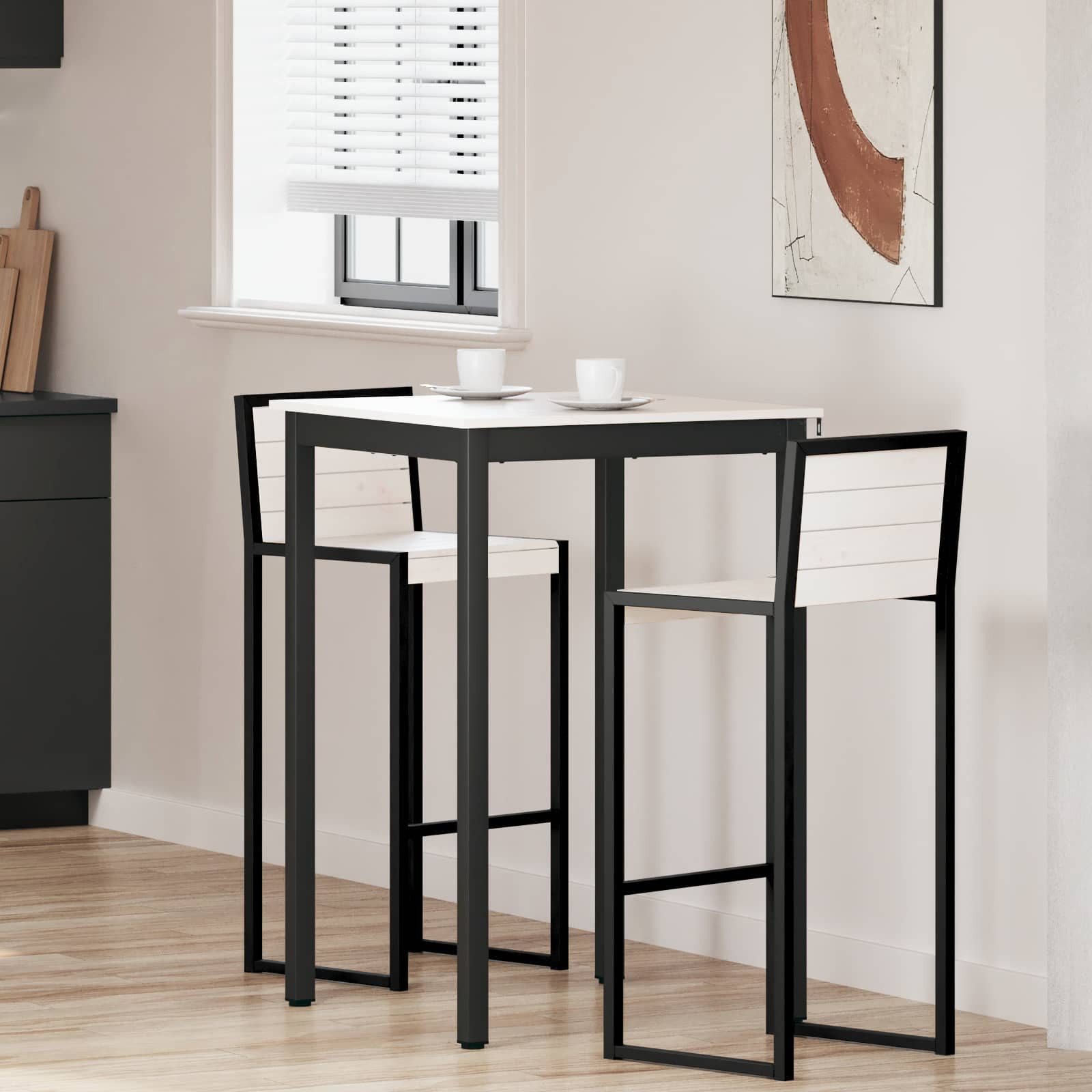 vidaXL Esstisch Bartisch Weiß 70 x 70 x 105 cm Massives Kiefernholz (1-St)