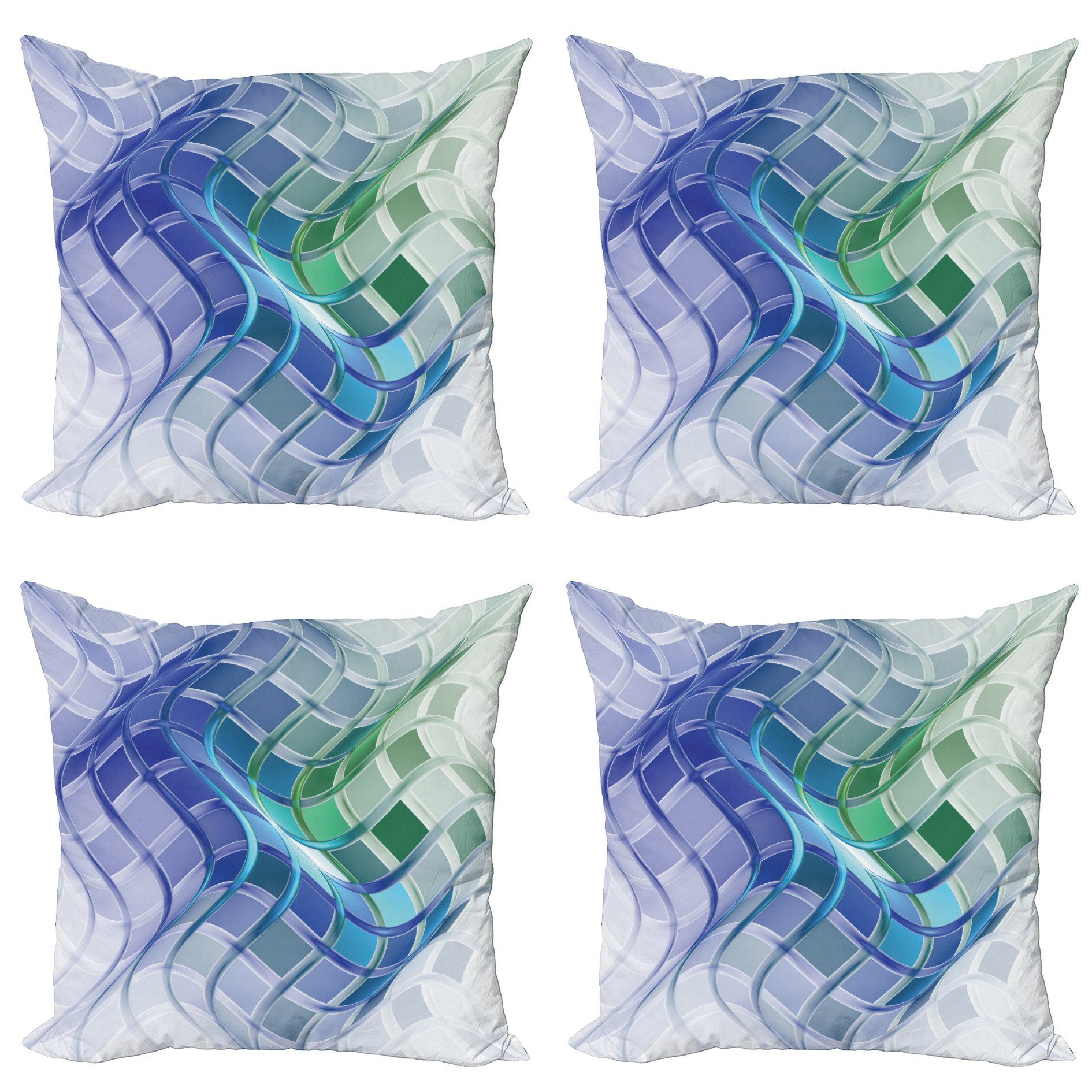 Kissenbezüge Modern Accent Doppelseitiger Digitaldruck, Abakuhaus (4 Stück), trippy Abstrakte Wellenförmige Squares