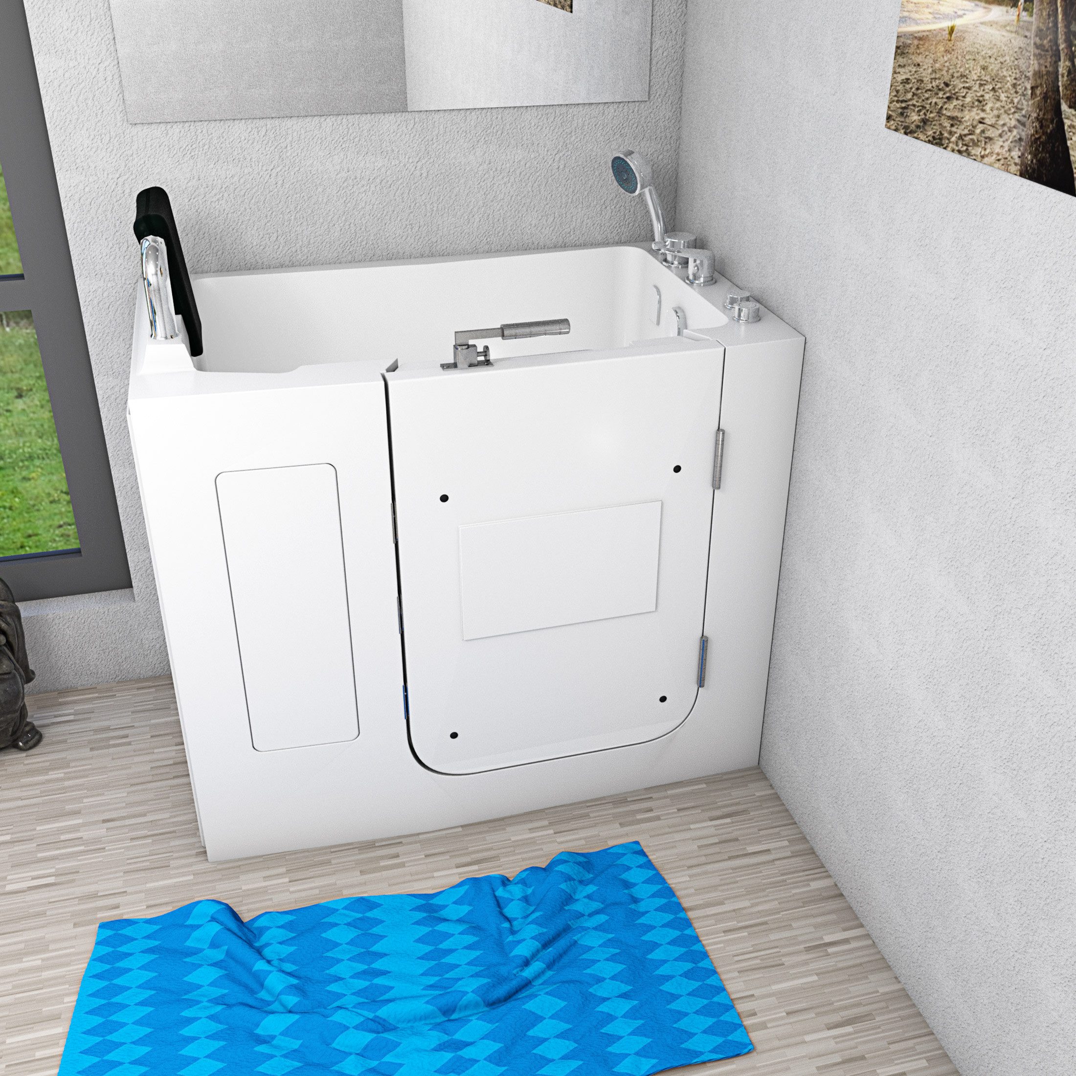 AcquaVapore Whirlpool-Badewanne Sitzwanne Whirlpool Badewanne mit Tür S08WP-C-R 110x68cm, (1-tlg), mit Ablaufgarnitur