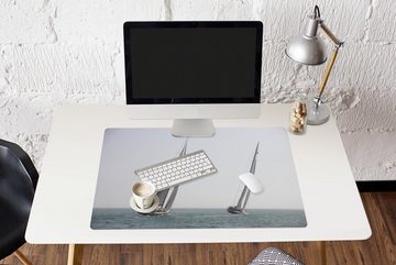 MuchoWow Gaming Mauspad Zwei Segelboote liefern sich ein Rennen (1-St), Büro für Tastatur und Maus, Mousepad Gaming, 90x60 cm, XXL, Großes