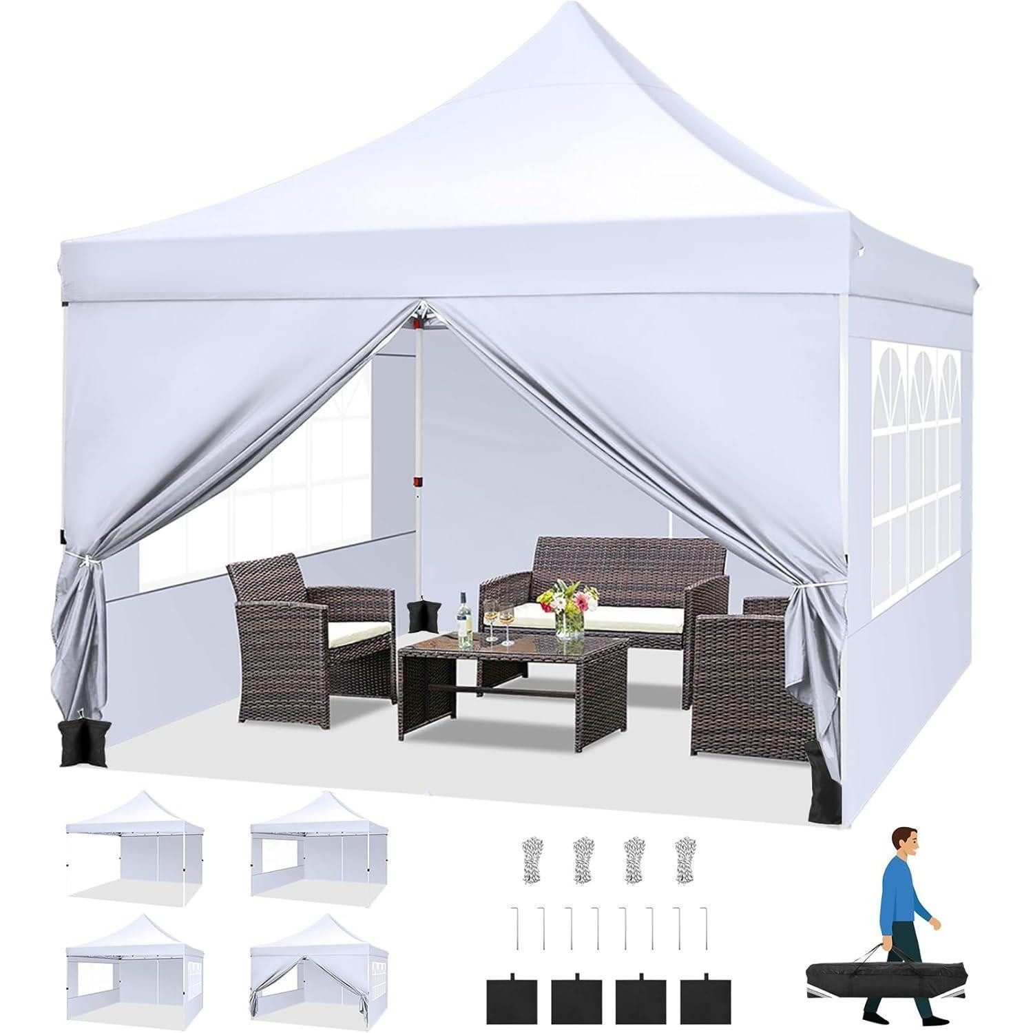 COBIZI Faltpavillon Faltpavillon 3x3m Wasserdicht Stabil Winterfest mit Seitenwänden