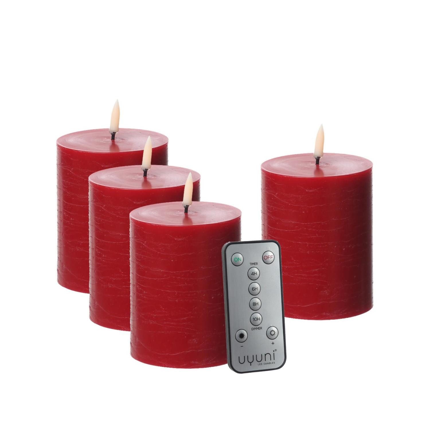 UYUNI Lighting LED-Kerze LED Kerzenset PIA Uyuni Rustik-Optik H: 10cm mit Batterien Fernb. 4St. (5-tlg)