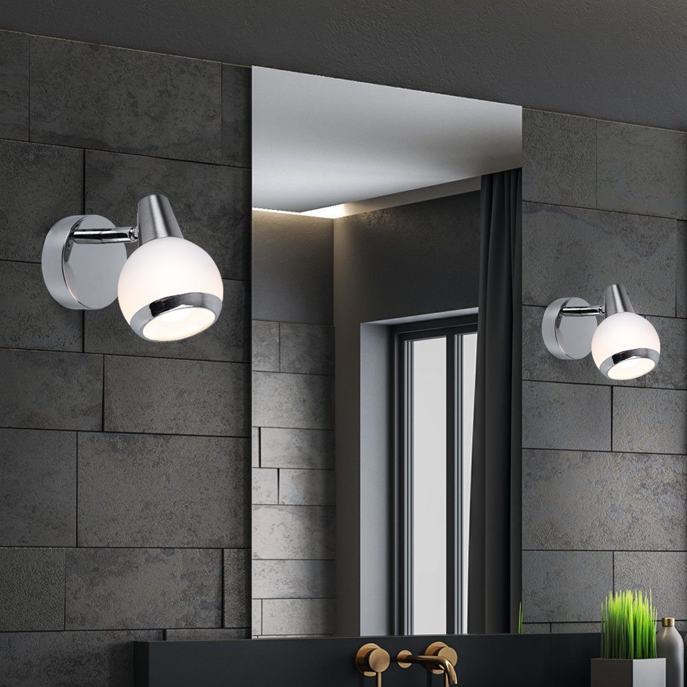 GLOBO LIGHTING LED Wandleuchte, Leuchtmittel inklusive, Warmweiß, Wandleuchte Wandlampe Schlafzimmerlampe LED Glas chrom