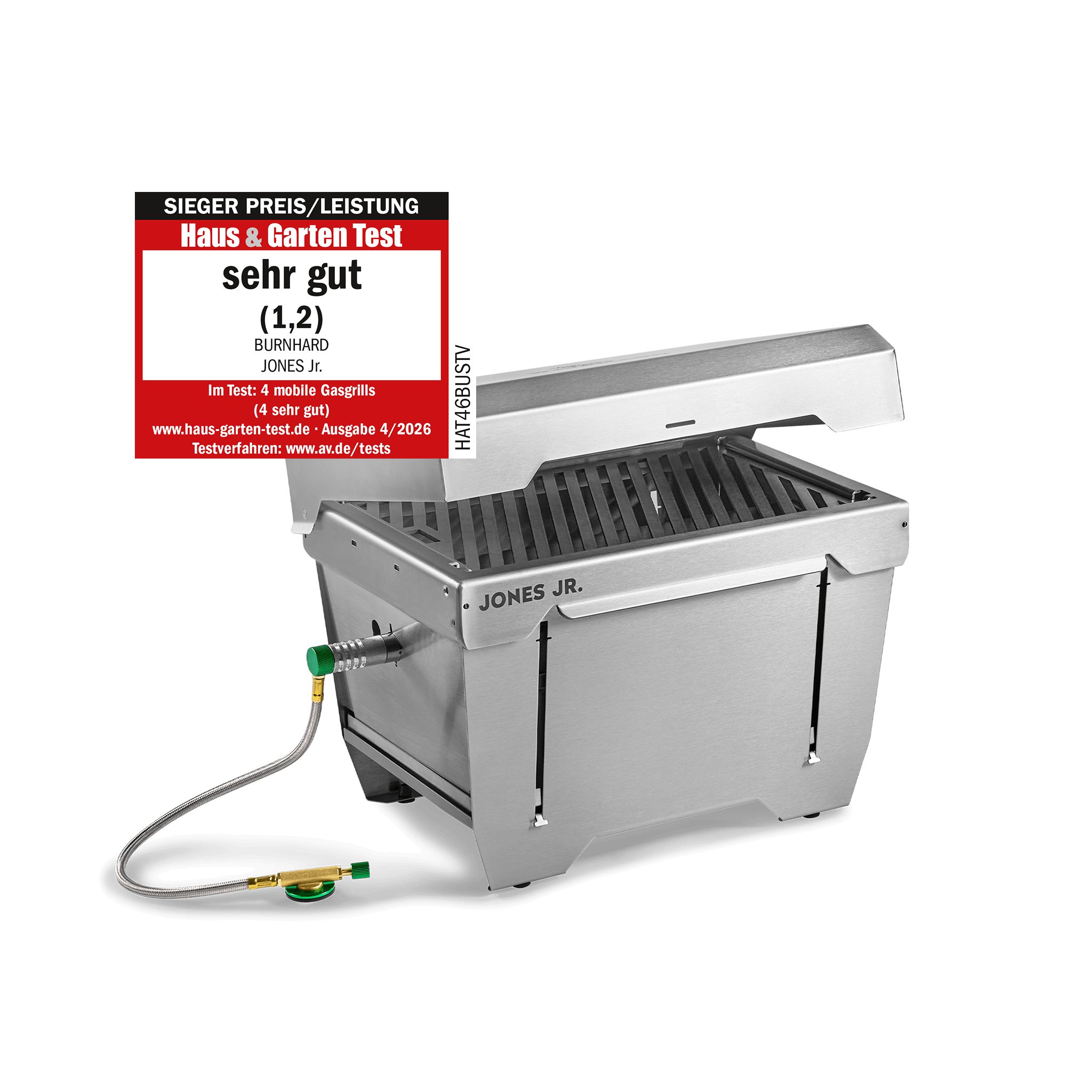 BURNHARD® Gasgrill, JONES Jr., Klappgrill Edelstahl Gasgrill 1-Brenner
