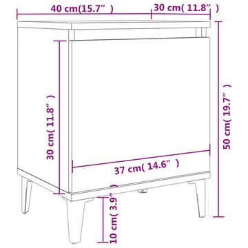 vidaXL Nachttisch Nachttisch mit Metallbeinen Räuchereiche 40x30x50 cm (1-St)