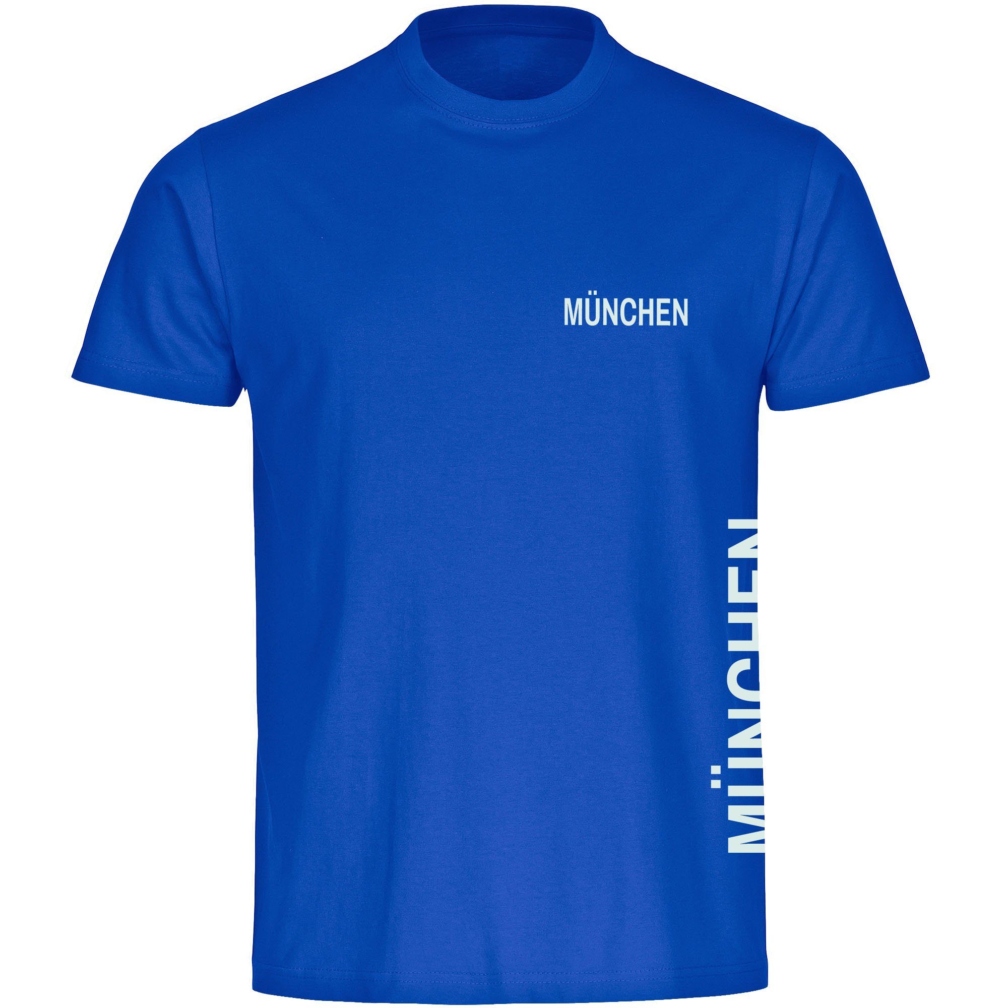 multifanshop T-Shirt Herren München blau - Brust & Seite - Männer