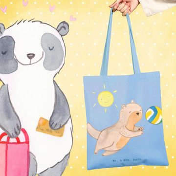 Mr. & Mrs. Panda Tragetasche Otter Beachvolleyball - Sky Blue - Geschenk, Stoffbeutel, Volleyballt (1-tlg), Design-Highlight