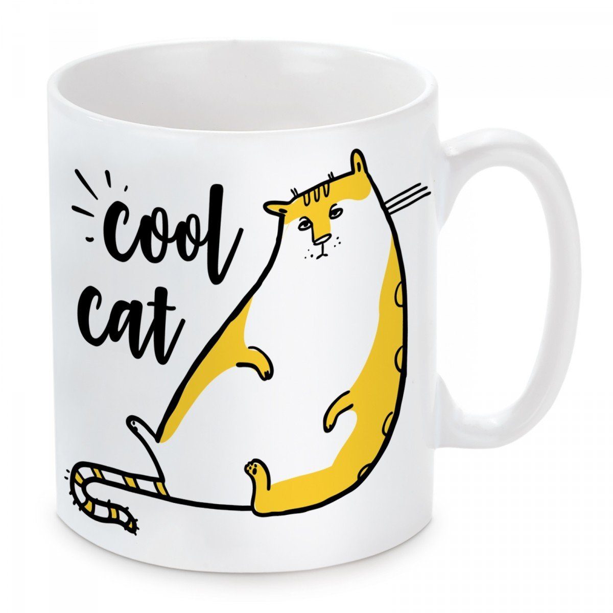 Kaffeebecher Motiv mit und mikrowellengeeignet Tasse spülmaschinenfest Herzbotschaft Kaffeetasse Cool Keramik, Cat,