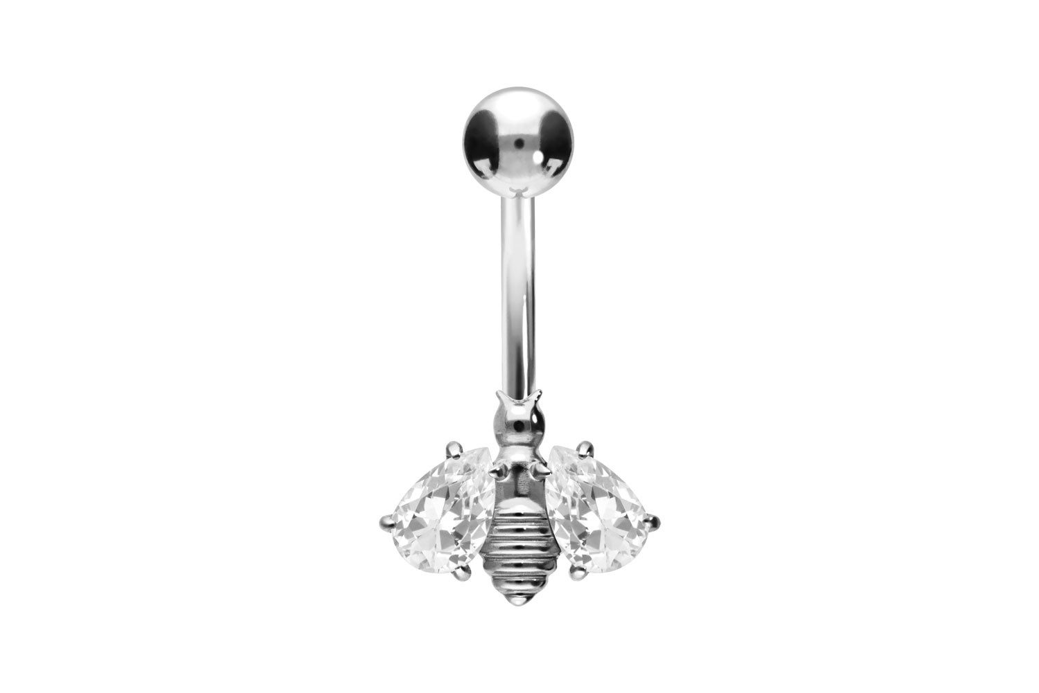 Bauchnabelpiercing Titan Bananabell mit Innengewinde KRISTALLBIENE