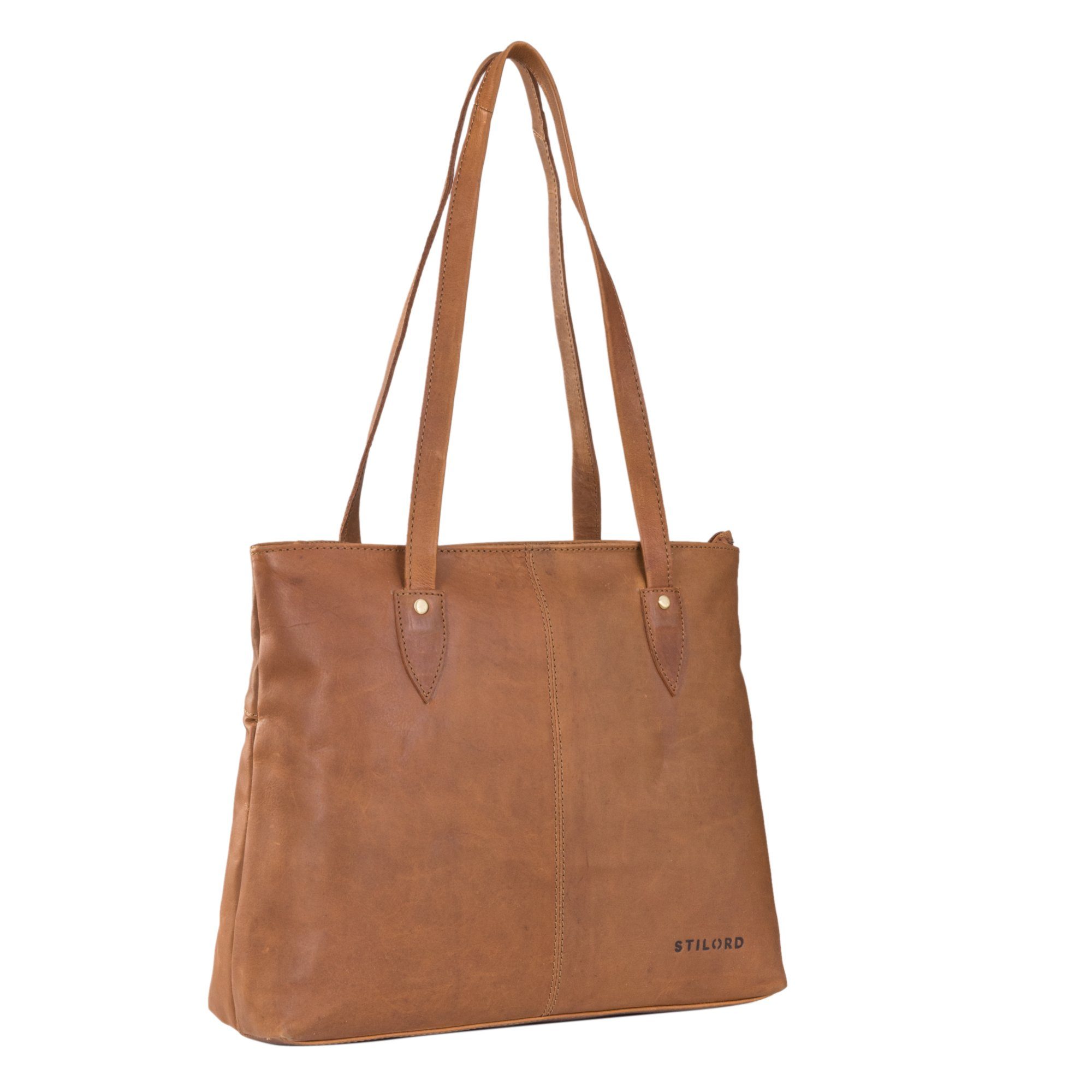 STILORD Handtasche "Brenda" Handtasche Damen Groß aus Leder cognac - braun | Handtaschen
