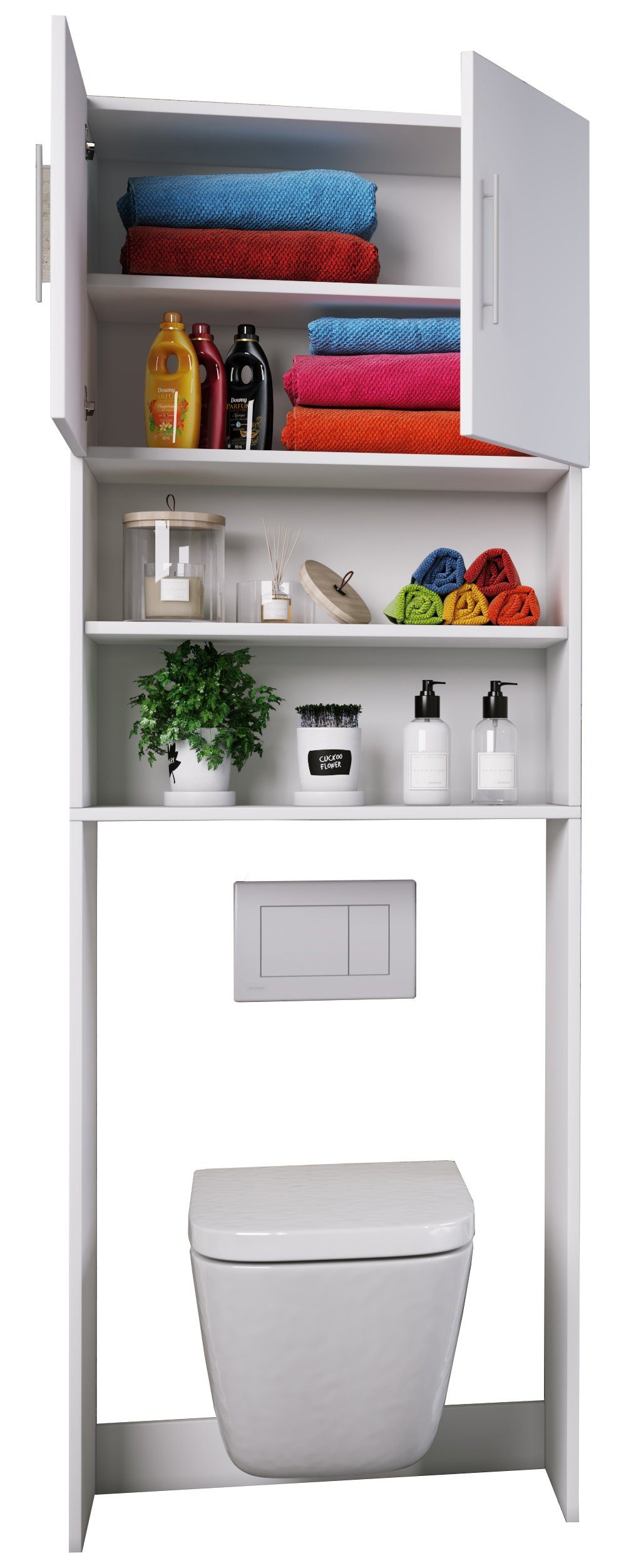 VCM Hochschrank Totas Hochschrank B. 64 x T. 25 x H. 190 cm Viel Stauraum für Handtücher und Pflegeprodukte, für Bad und Gäste-WC