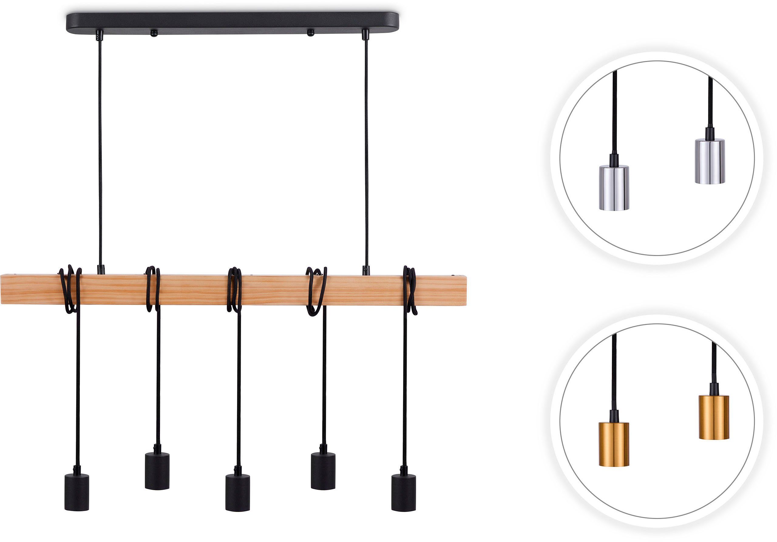 Paco Home Pendelleuchte SINA, ohne Leuchtmittel, LED Pendelleuchte Hängelleuchte Wohnzimmer Esszimmer Vintage Holz E27