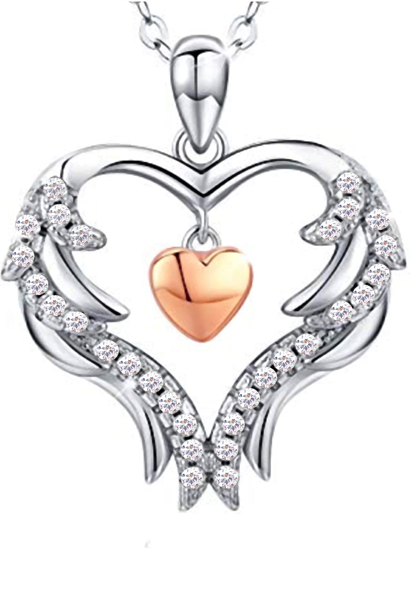 Herzkette 925 Silber Kette mit Herz Anhänger Silberkette Frauenkette