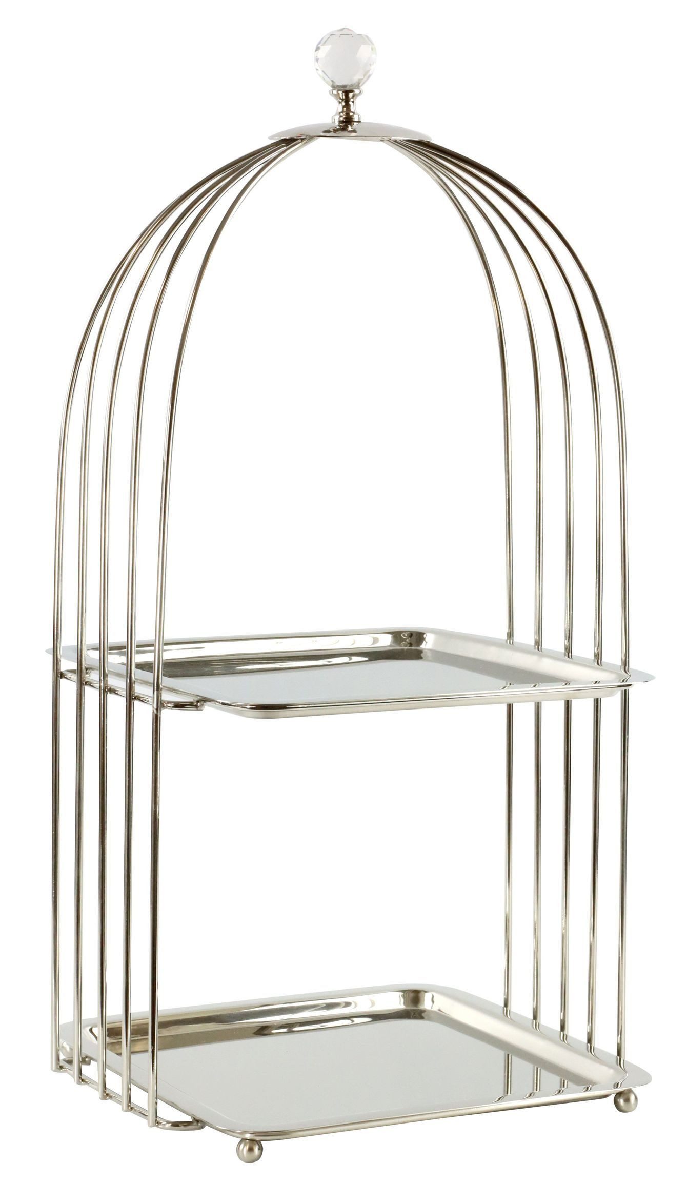FURNARO Etagere CAGE, Edelstahl vernickelt, zweistöckig aus vernickelten Edelstahl ca. 54cm