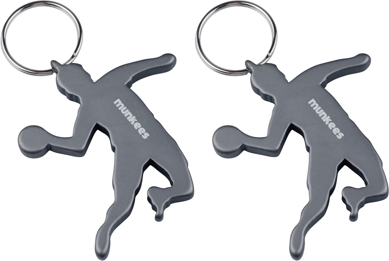Munkees Flaschenöffner Handballer-Anhänger Schlüsselanhänger aus Aluminium (Packung, 2-tlg), ultraleicht, langlebig & mit integriertem Flaschenöffner