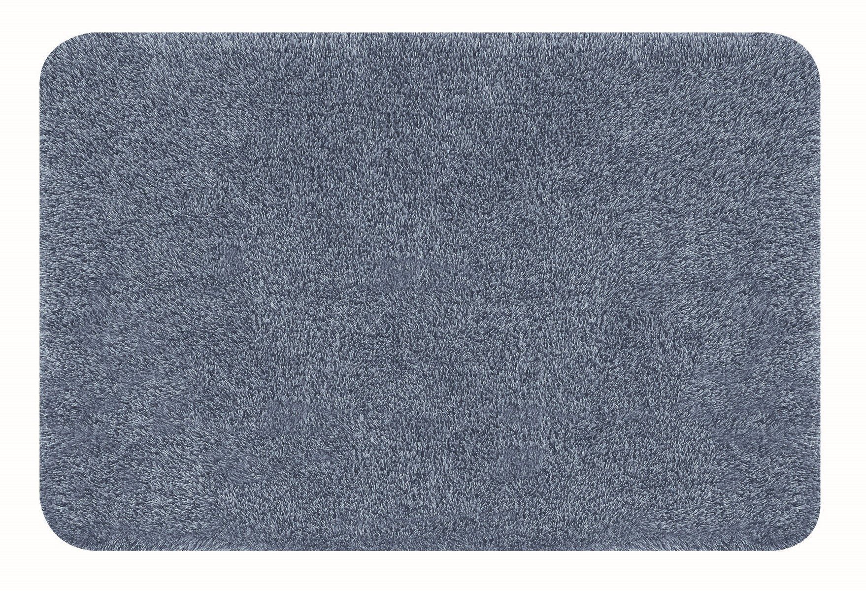 spirella Badematte BRIZZOLO, rechteckig, Höhe: 30 mm, Badteppich Hochflor, Velours meliert, 100% Acryl, Anti-Rutsch Beschichtung, für Fußbodenheizung geeignet, waschbar 40°, schnelltrocknend, 60 x 90 cm, blau