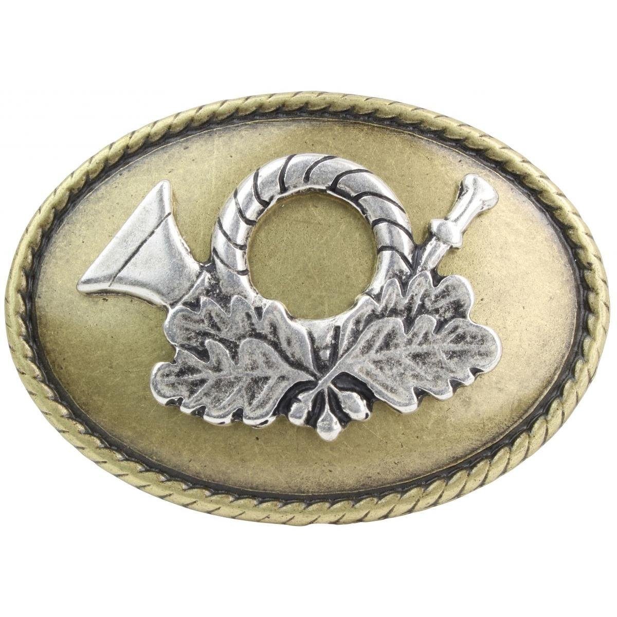 BELTINGER Gürtelschnalle Jagdhorn 4,0 cm - Buckle Wechselschließe Gürtelschließe 40mm - für Jag (1-St)