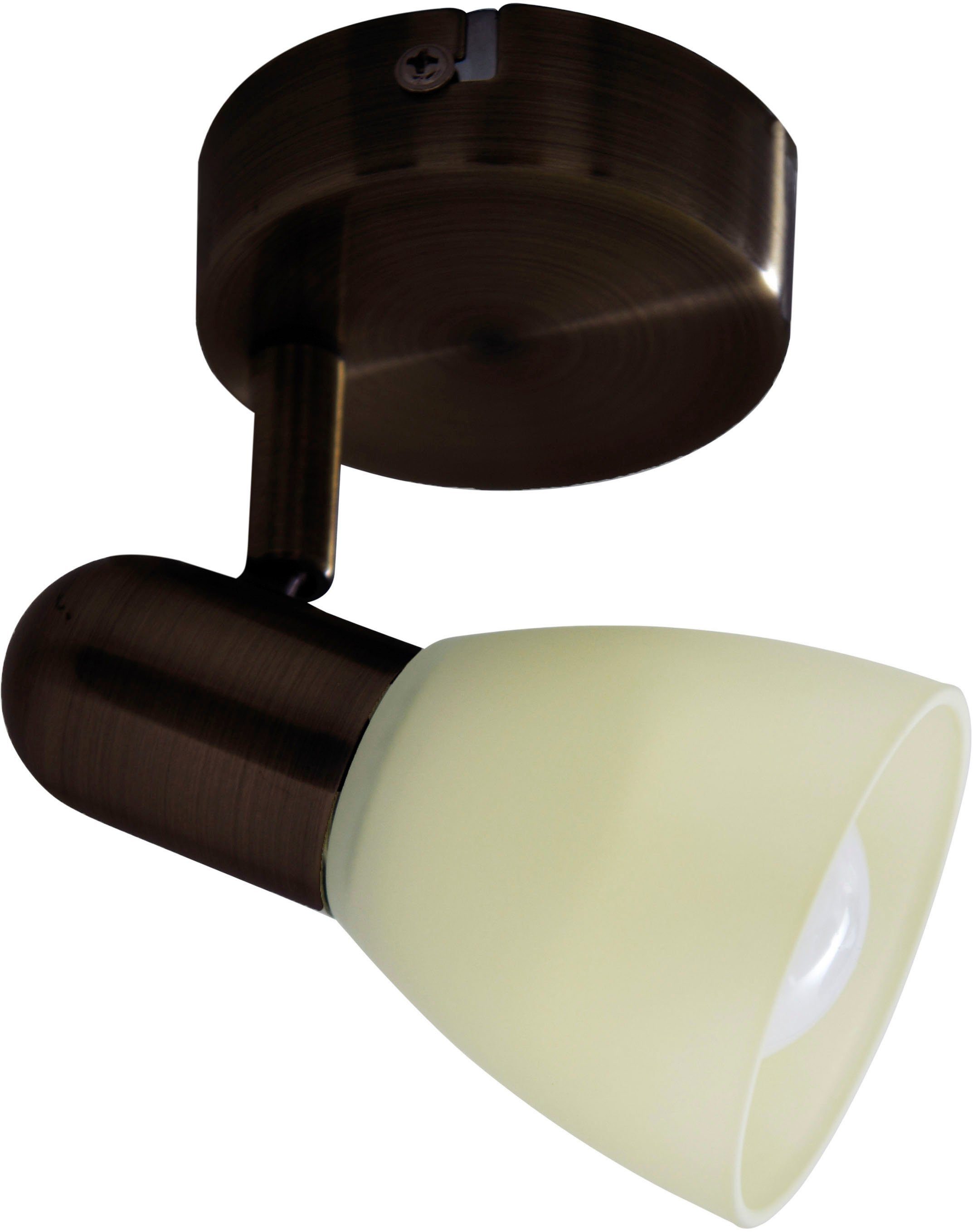 Mestre, Wand-u. wechselbar, LED Deckenspot LED Warmweiß, braun, 1er Glasschirm weiß näve LED Deckenspot, E14,