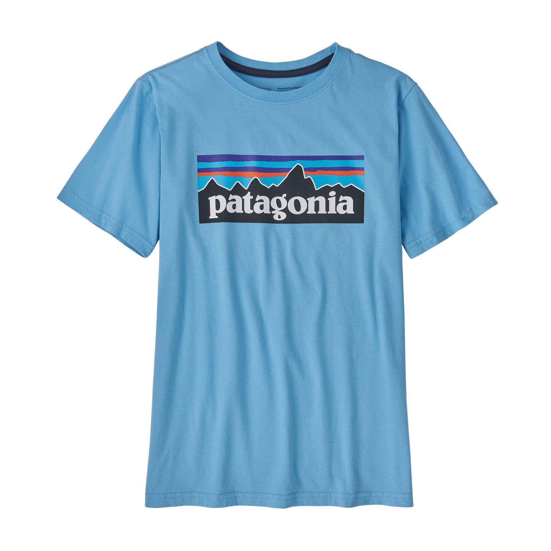 Patagonia T-Shirt Patagonia Kinder T-Shirt Regenerative Organic Certified Cotton P-6 Logo Mini lago blue