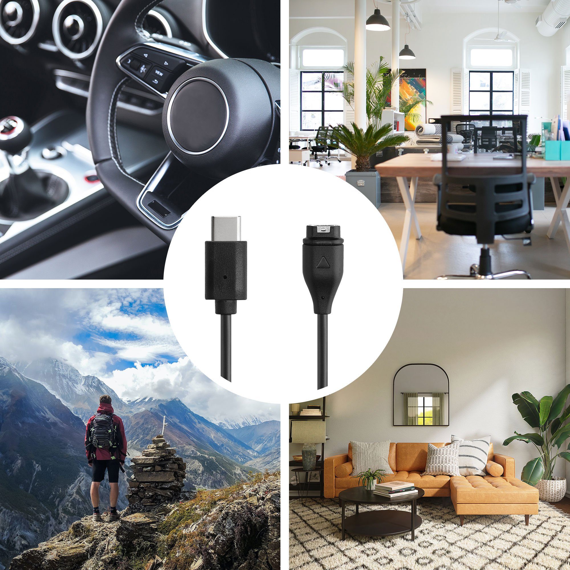 kwmobile Smartwatch USB-C Kabel für Garmin Forerunner 265 / 265S / 965 / Smartphone-Ladegerät (1-tlg., USB-C Ladekabel für Smartwatch Aufladekabel Fitnesstracke – Bild 5 von 5