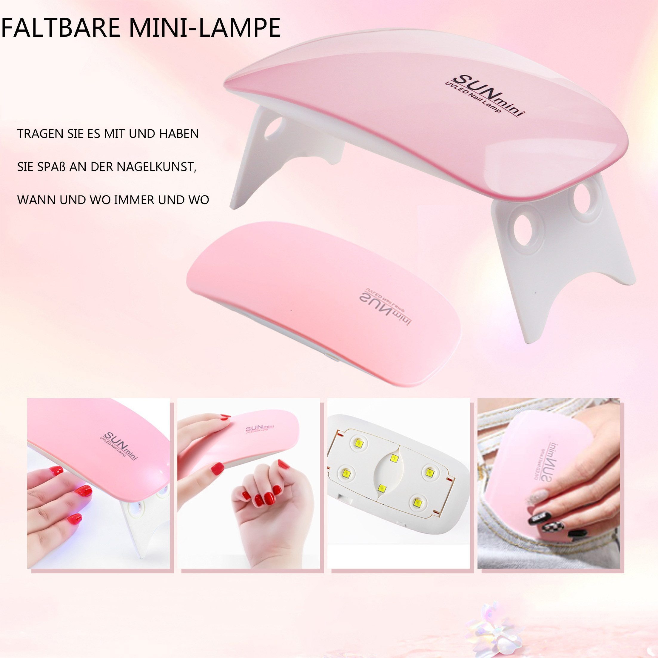 KINSI Lichthärtungsgerät UV Gel Nagellack Set 6 Farben + LED Lampe – Komplettes Maniküre Set, mit Feile,Topcoat & Reinigungstüchern – Geschenk für Frauen