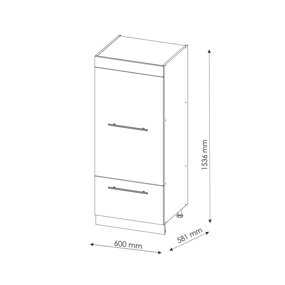 Vicco Mikrowellenumbauschrank Fame-Line, Weiß Hochglanz/Anthrazit, 60 cm (1-St)