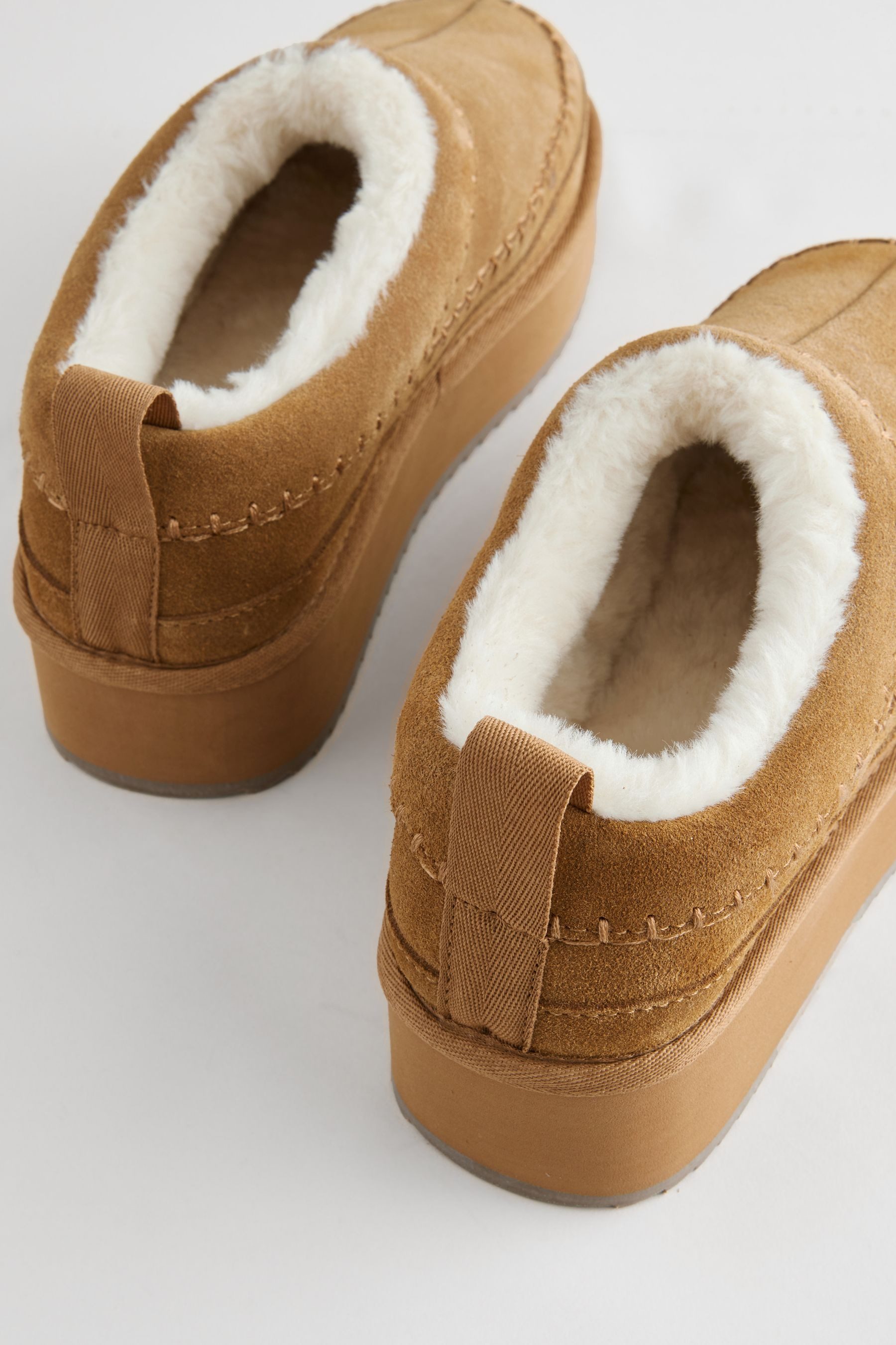 Next Forever Comfort® Leder-Schlupfschuhe, Borgfutter Slipper günstig online kaufen