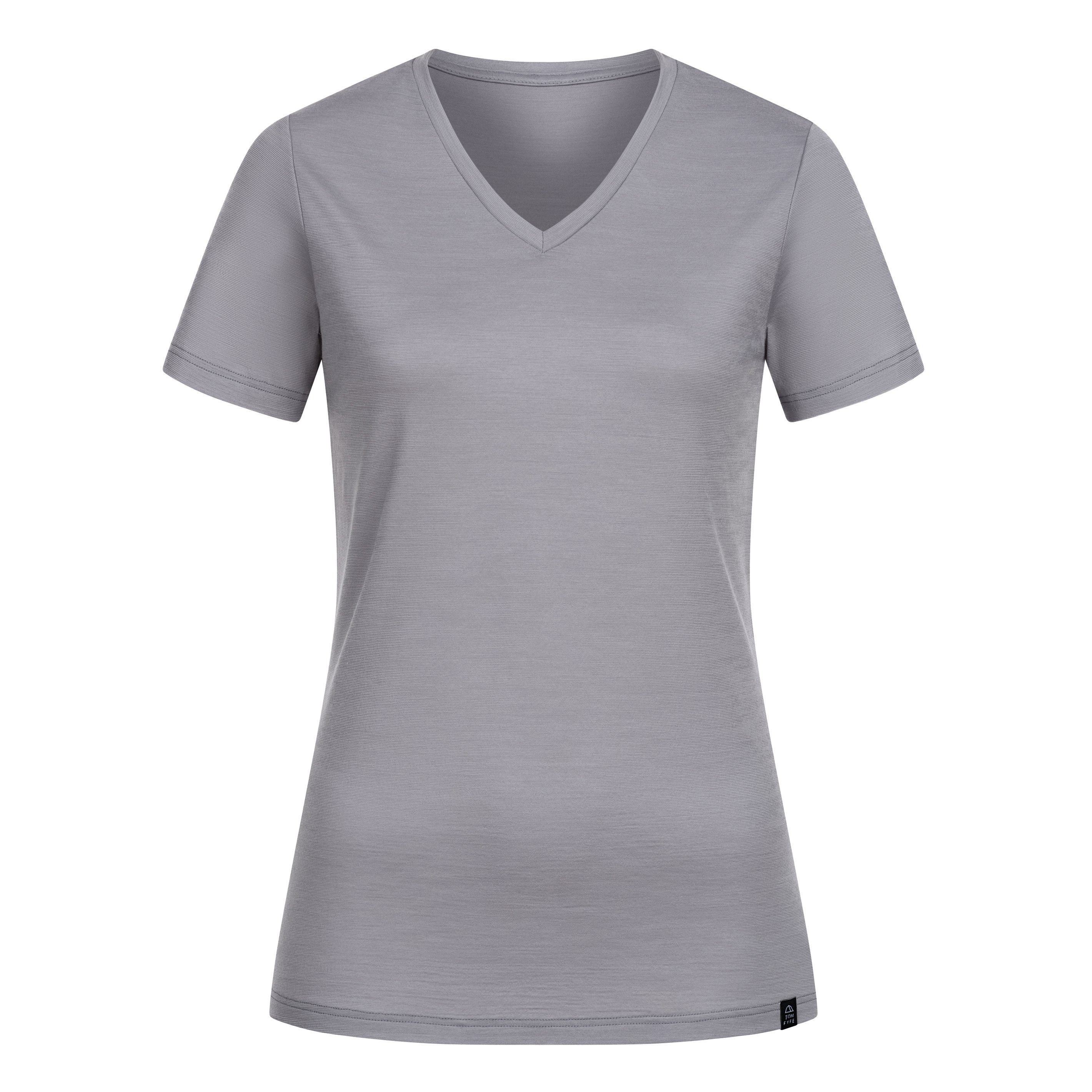 Tom Fyfe T-Shirt Merino T-Shirt V-Ausschnitt Damen Hellgrau
