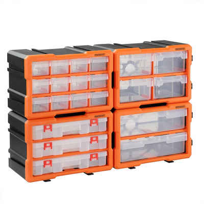 monzana Aufbewahrungsbox Set (4 St), Kleinteilemagazin Sortimentskasten erweiterbar und kombinierbar bis
